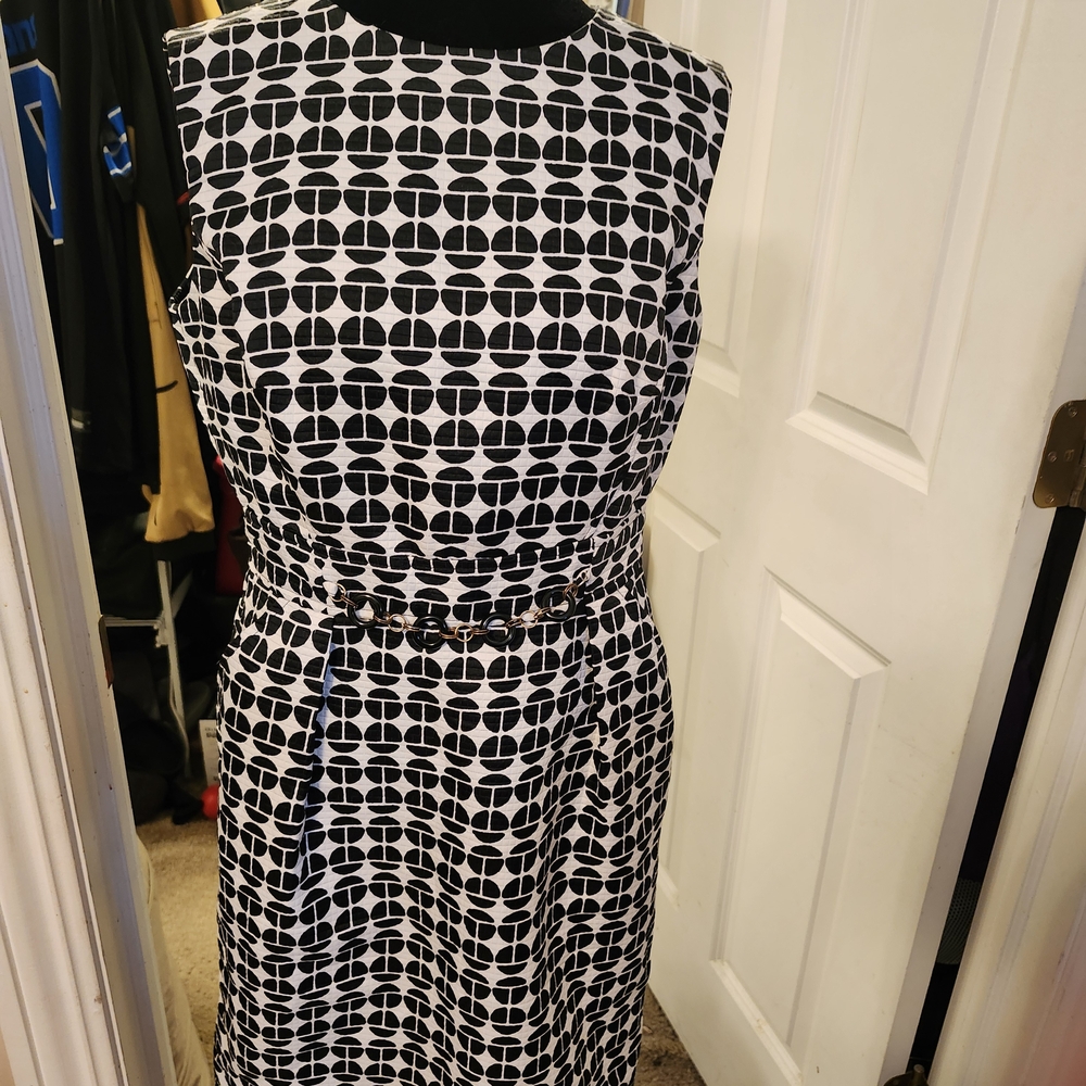 Life Is Good Black and White Patterned Midi Dress